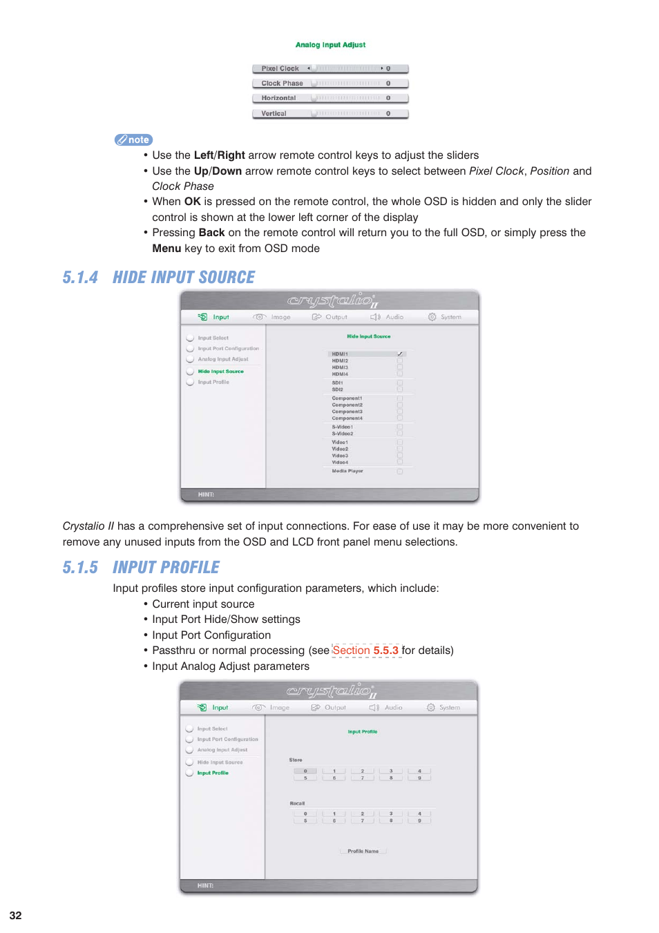 4 hide input source, 5 input profile | Pixel Magic Systems VPS3800 User Manual | Page 32 / 83