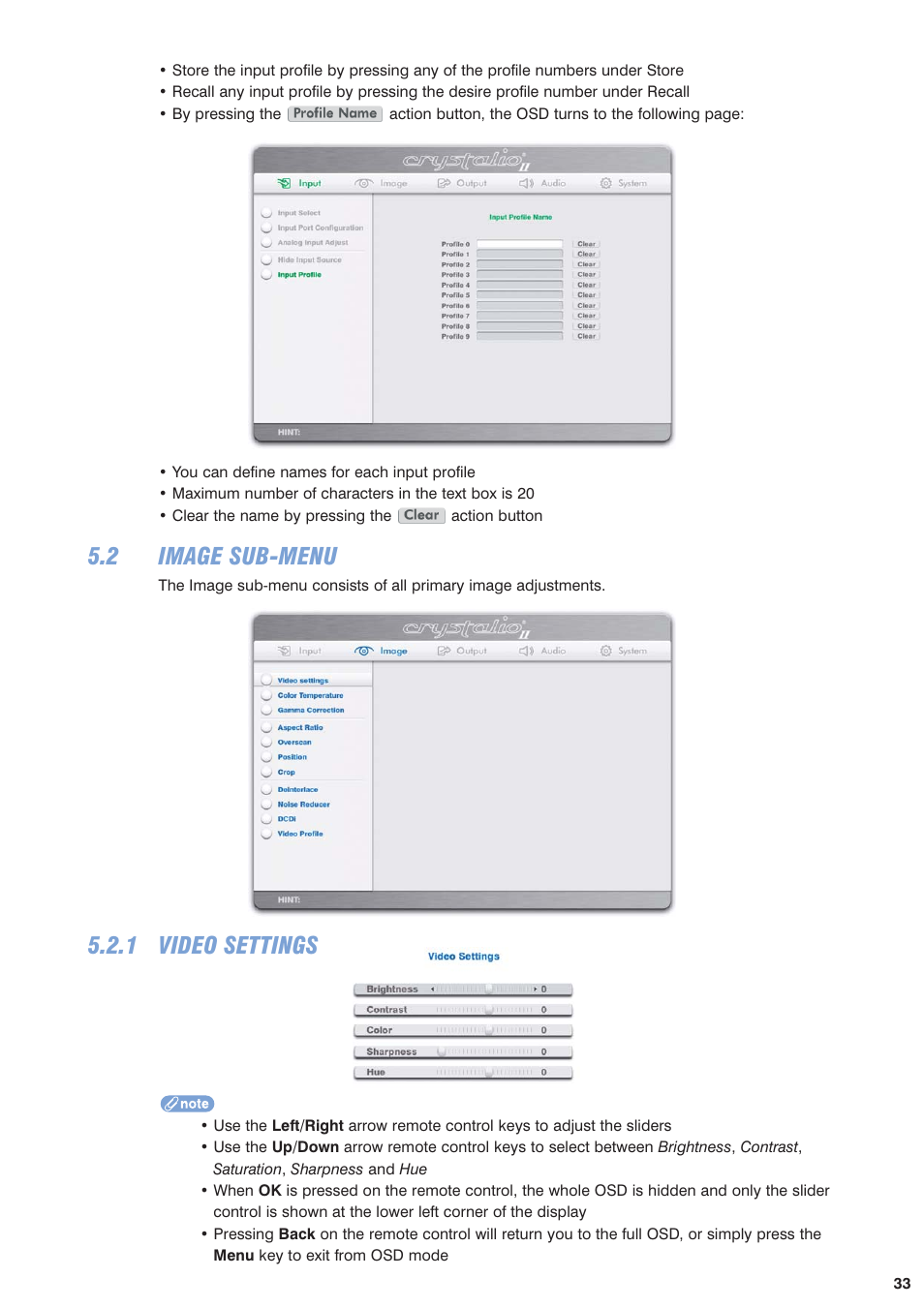 2 image sub-menu, 1 video settings | Pixel Magic Systems VPS3800 User Manual | Page 33 / 83