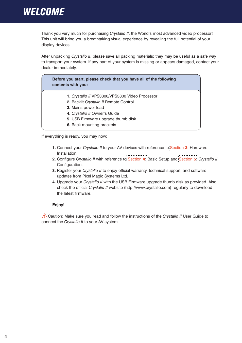 Welcome | Pixel Magic Systems VPS3800 User Manual | Page 4 / 83