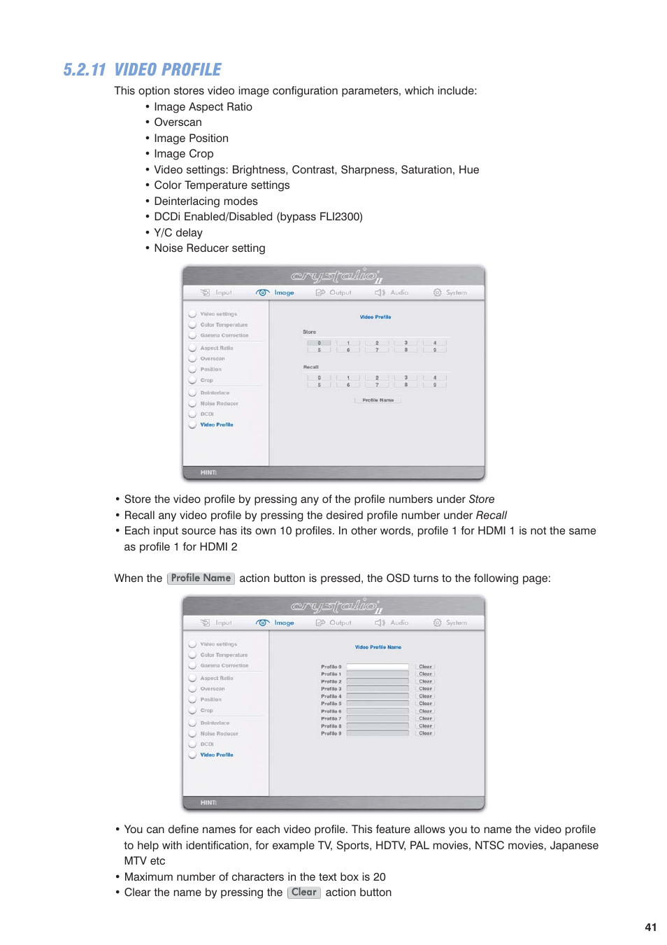 11 video profile | Pixel Magic Systems VPS3800 User Manual | Page 41 / 83