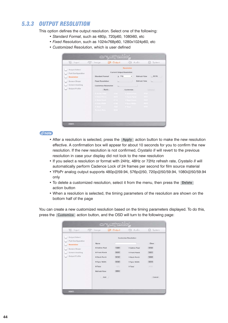 3 output resolution | Pixel Magic Systems VPS3800 User Manual | Page 44 / 83