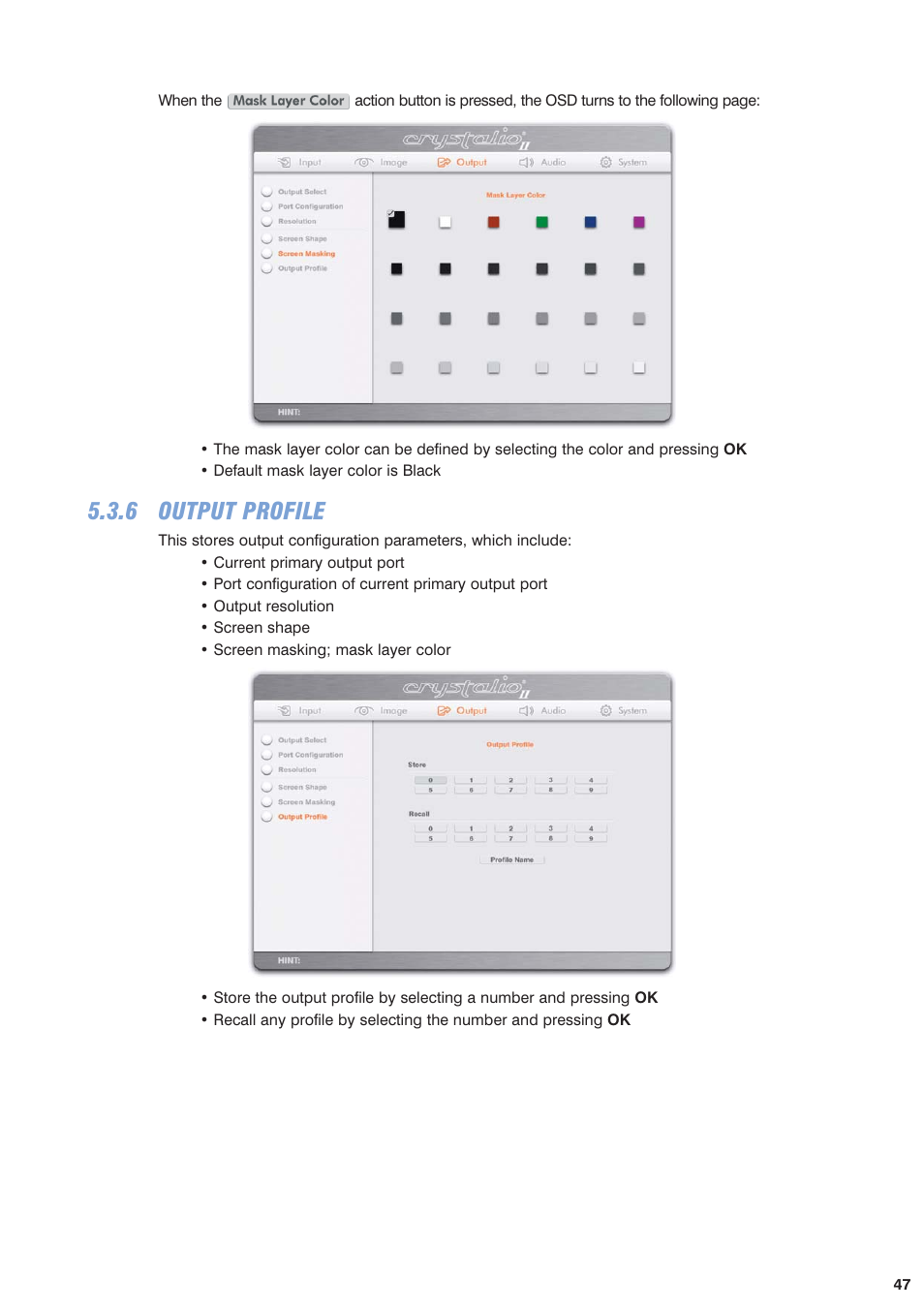 6 output profile | Pixel Magic Systems VPS3800 User Manual | Page 47 / 83