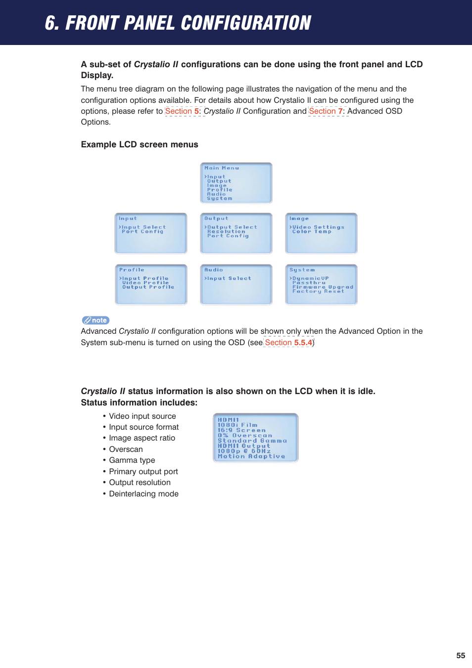 6 front panel configuration, Front panel configuration | Pixel Magic Systems VPS3800 User Manual | Page 55 / 83