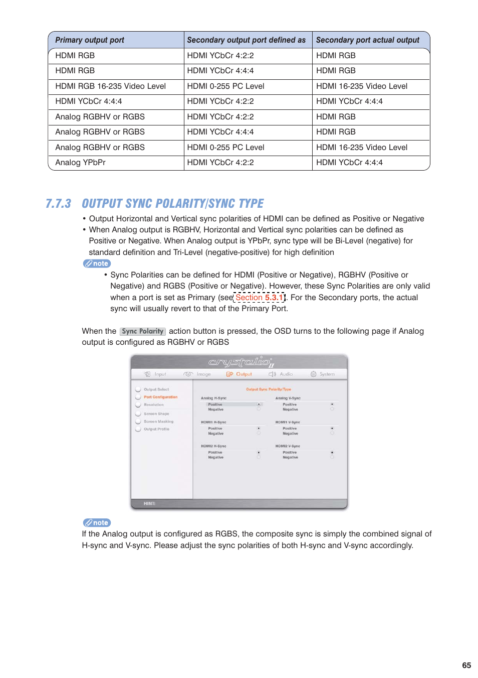 3 output sync polarity/sync type | Pixel Magic Systems VPS3800 User Manual | Page 65 / 83