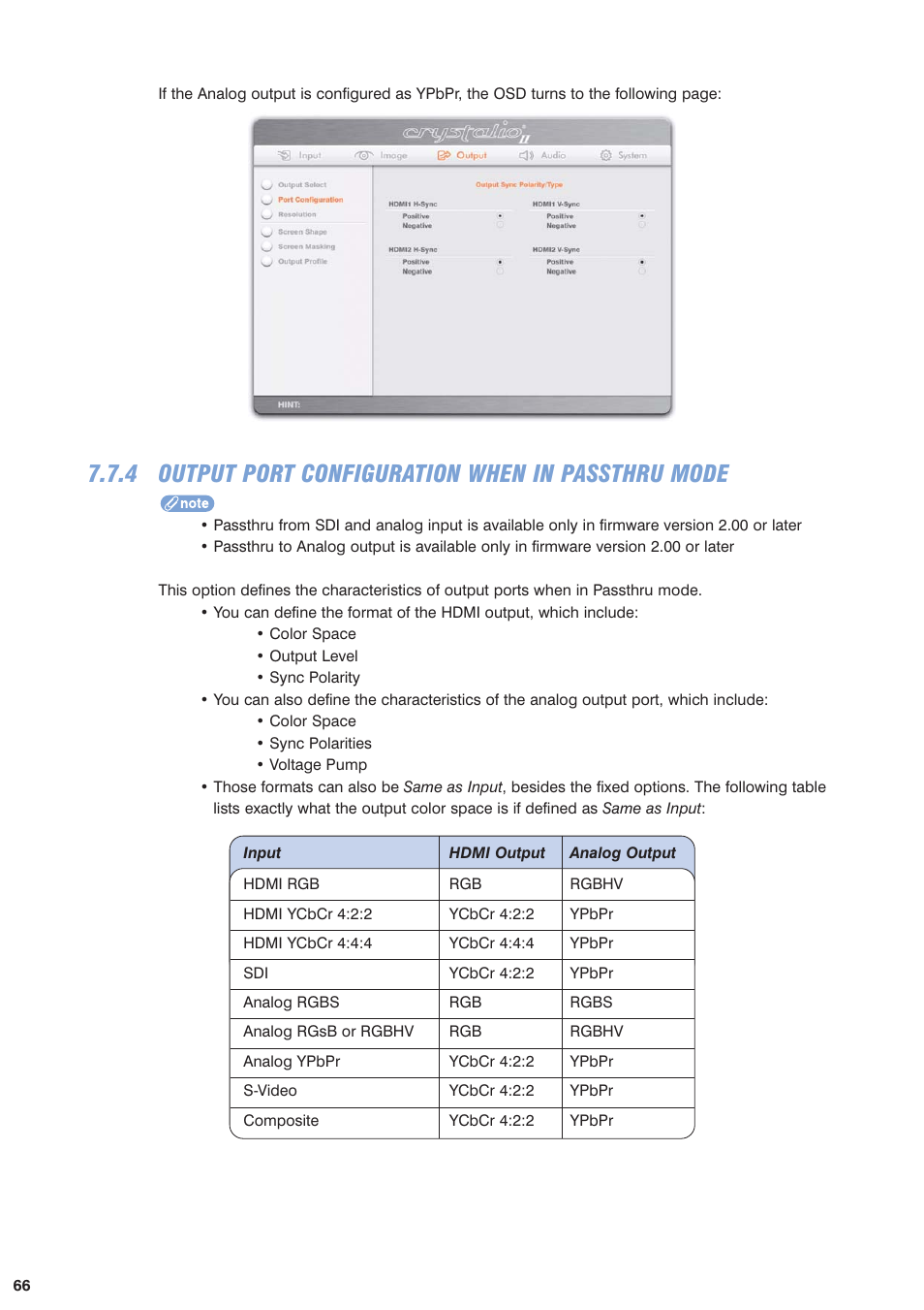 4 output port configuration when in passthru mode | Pixel Magic Systems VPS3800 User Manual | Page 66 / 83