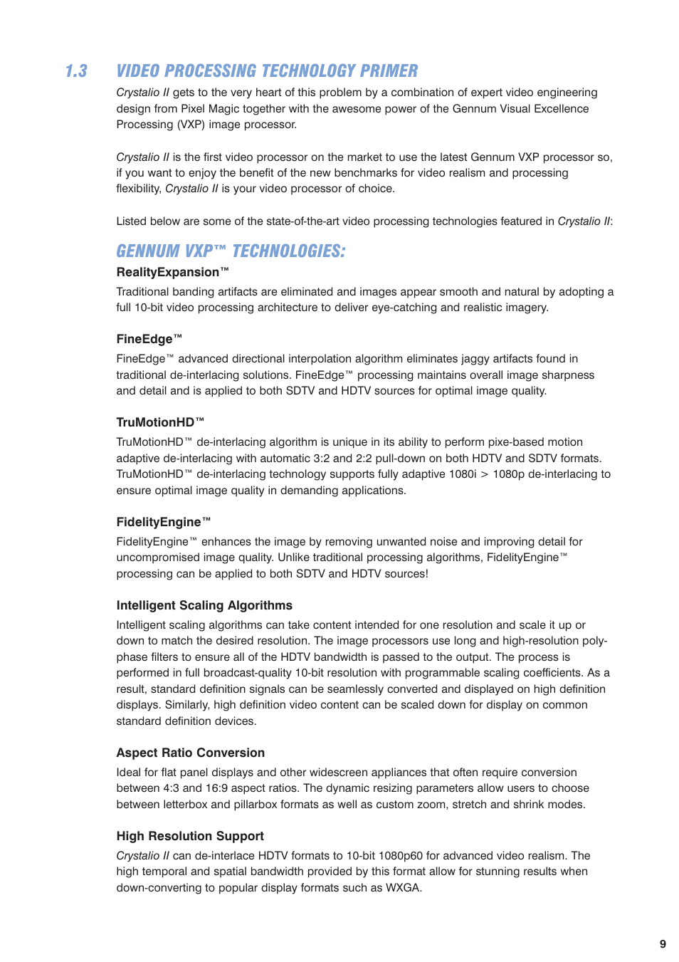 3 video processing technology primer, Gennum vxp technologies, Gennum vxp™ technologies | Pixel Magic Systems VPS3800 User Manual | Page 9 / 83