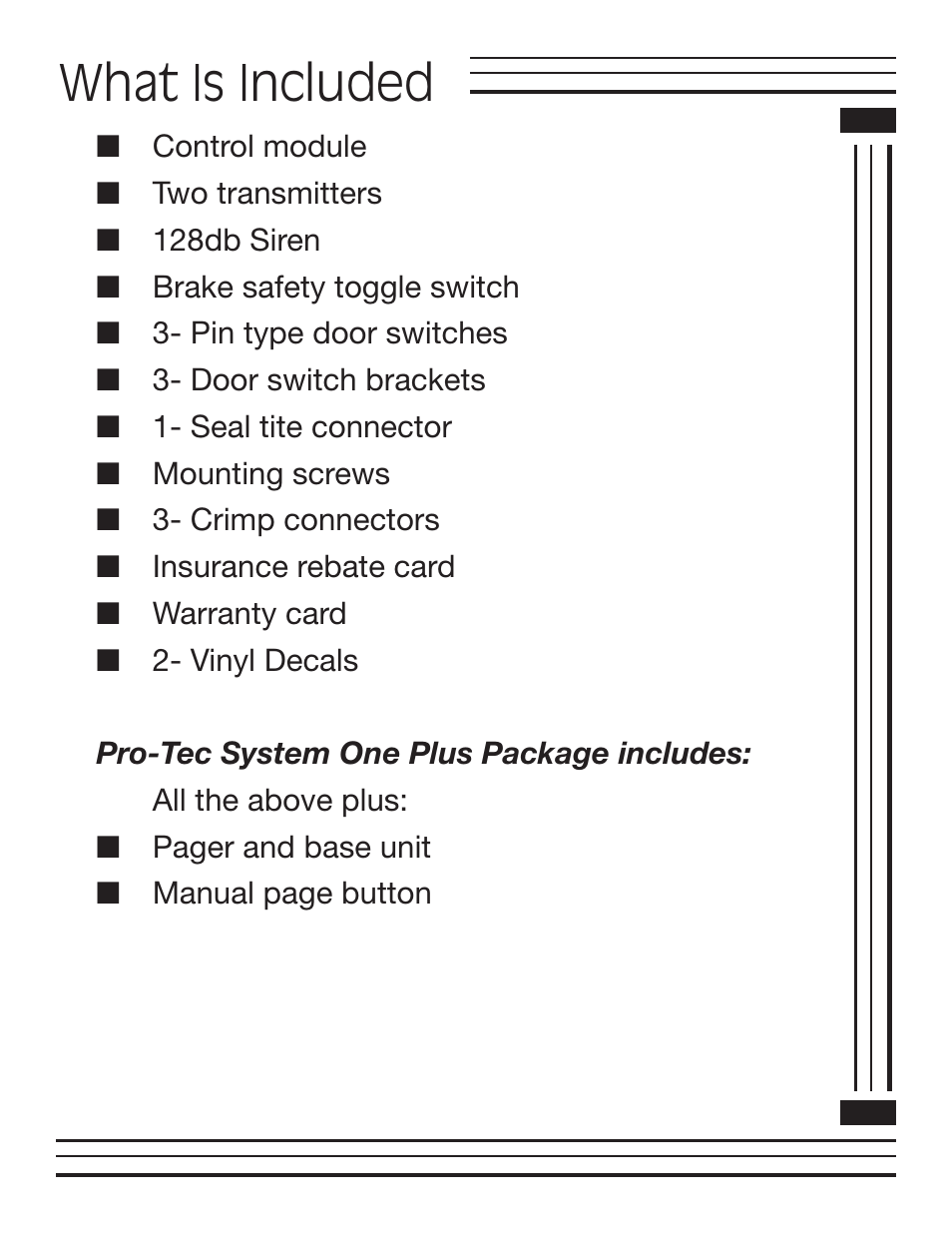 What is included | Pro-tec Automobile Alarm User Manual | Page 4 / 16