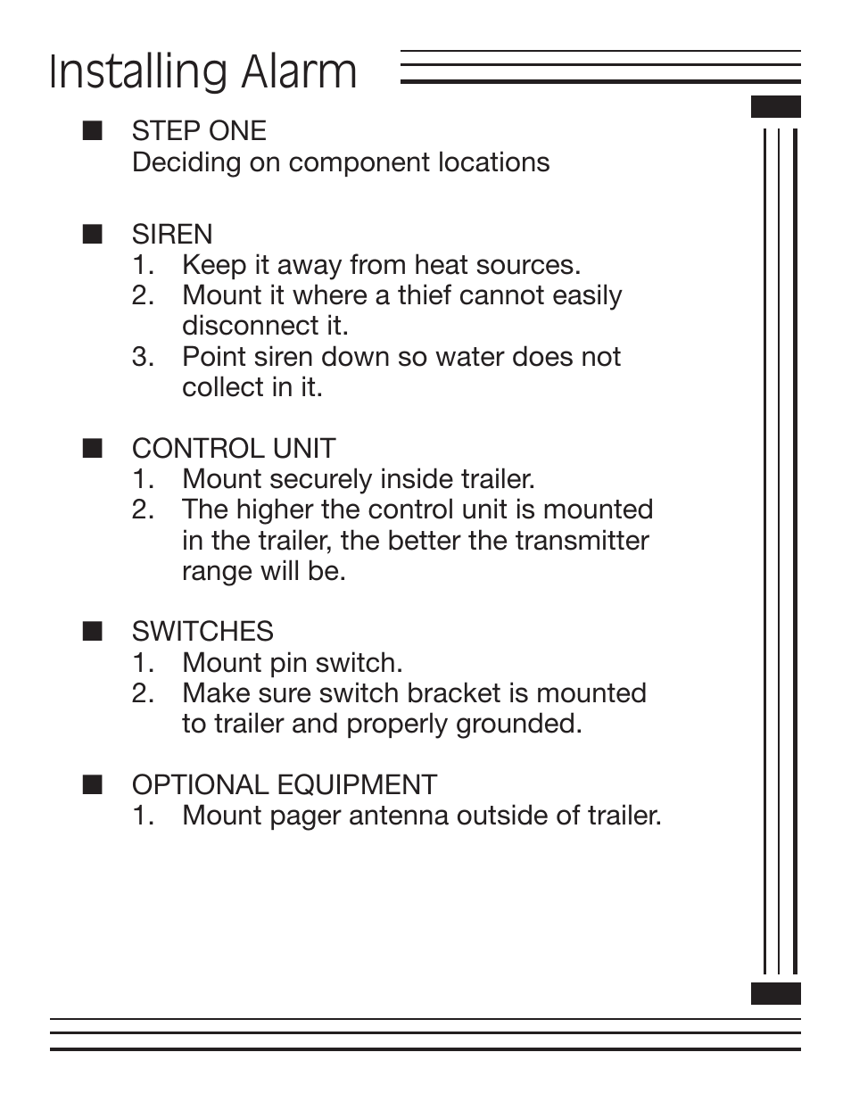 Installing alarm | Pro-tec Automobile Alarm User Manual | Page 5 / 16