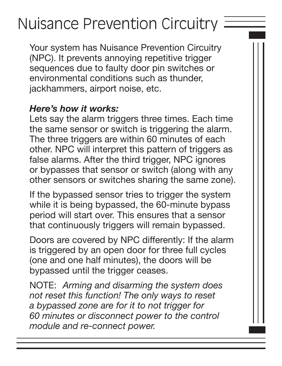 Nuisance prevention circuitry | Pro-tec Automobile Alarm User Manual | Page 9 / 16