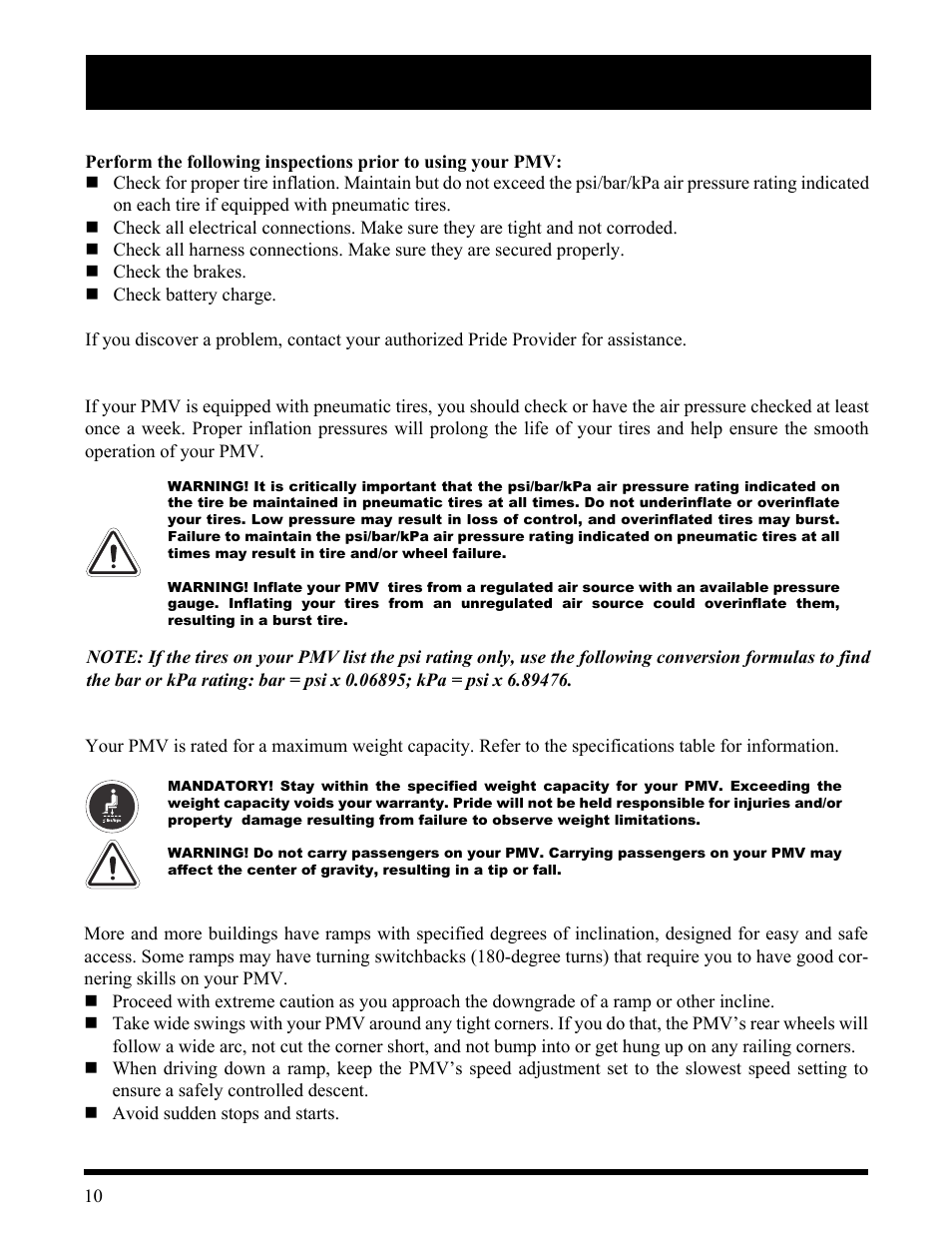 Ii. safety | Pride Mobility Wrangler User Manual | Page 10 / 44