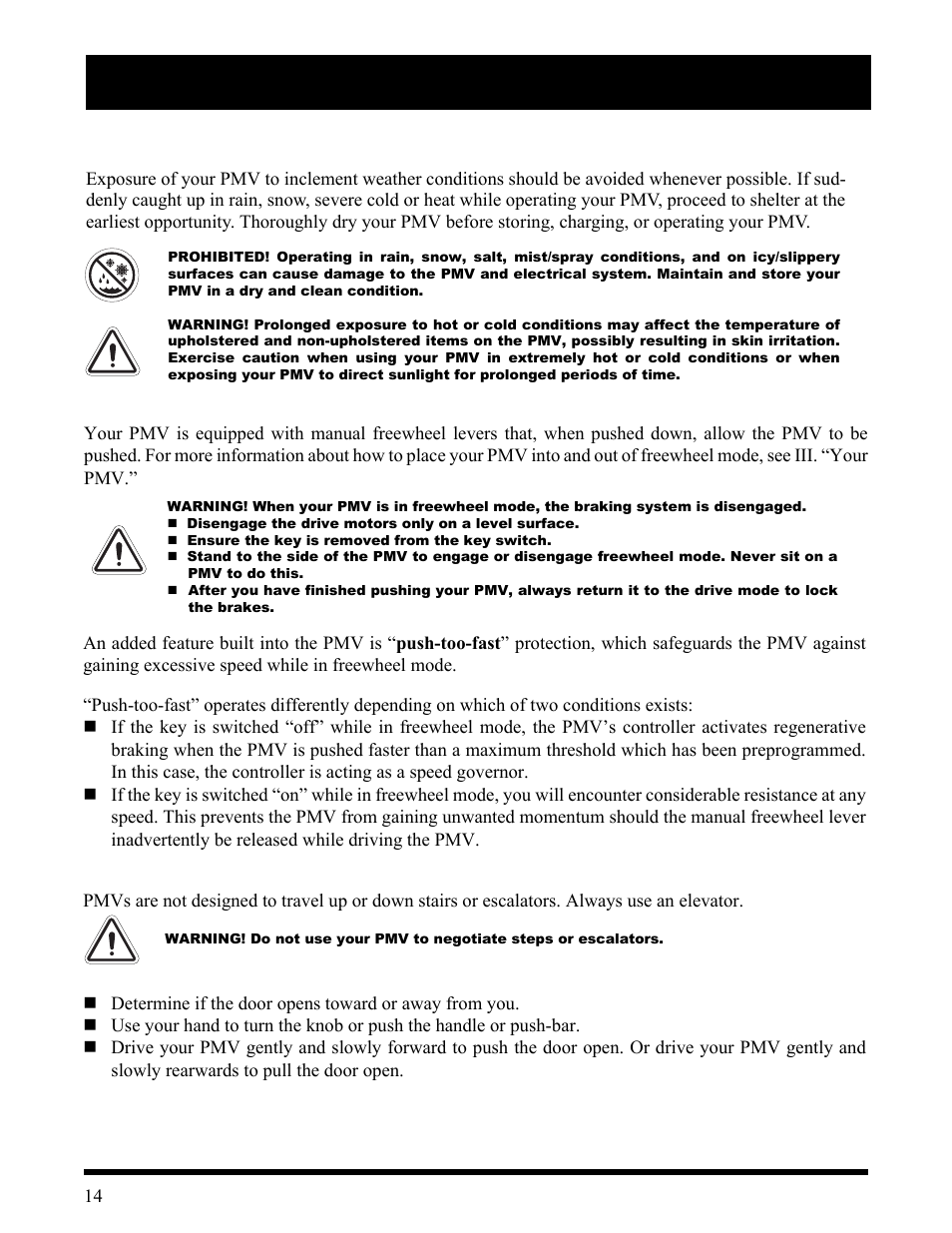 Ii. safety | Pride Mobility Wrangler User Manual | Page 14 / 44