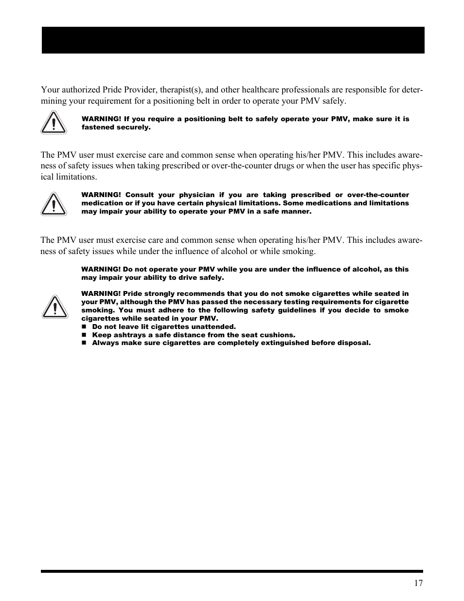 Ii. safety | Pride Mobility Wrangler User Manual | Page 17 / 44