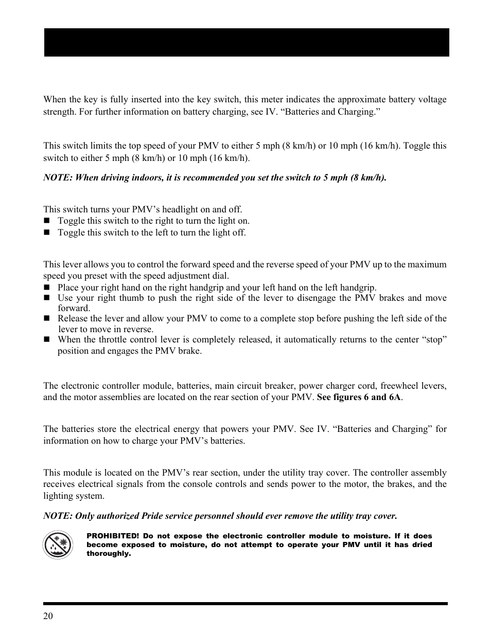 Iii. your pmv | Pride Mobility Wrangler User Manual | Page 20 / 44