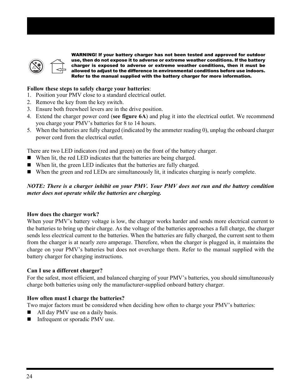 Iv. batteries and charging | Pride Mobility Wrangler User Manual | Page 24 / 44