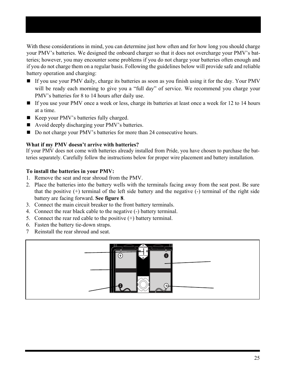 Iv. batteries and charging | Pride Mobility Wrangler User Manual | Page 25 / 44
