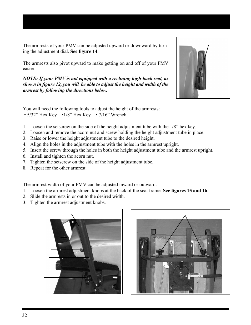 Vi. comfort adjustments | Pride Mobility Wrangler User Manual | Page 32 / 44