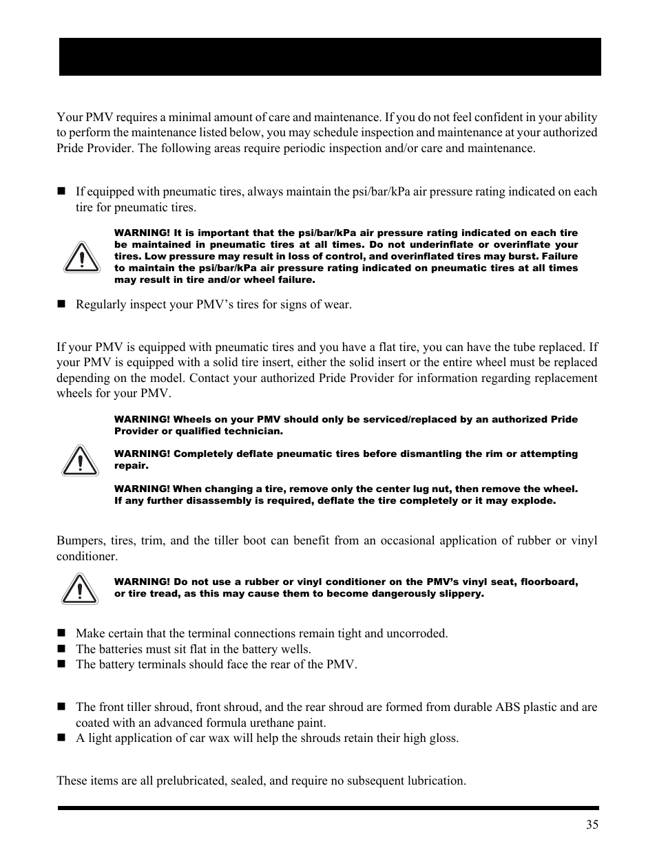 Ix. care and maintenance | Pride Mobility Wrangler User Manual | Page 35 / 44