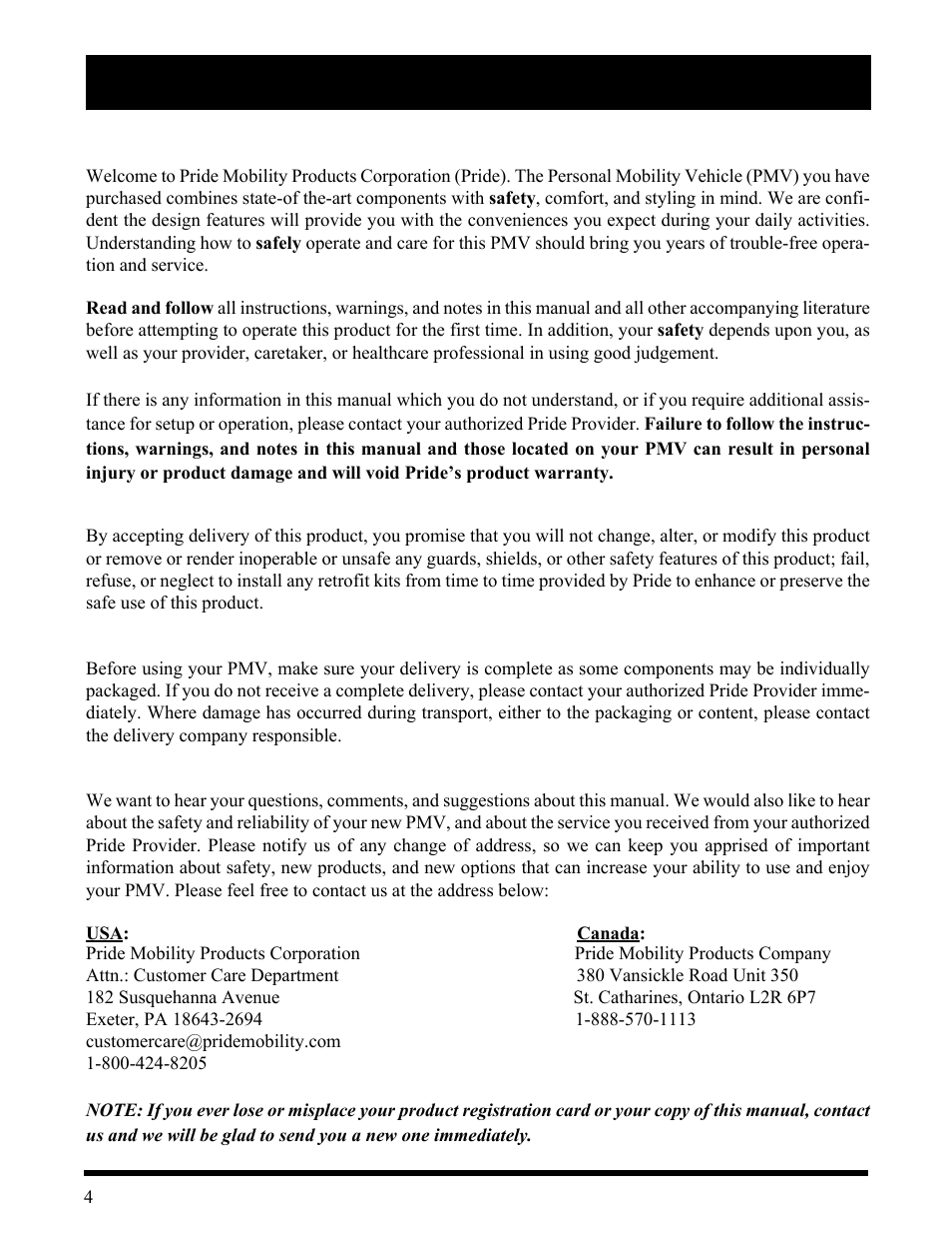 I. introduction | Pride Mobility Wrangler User Manual | Page 4 / 44
