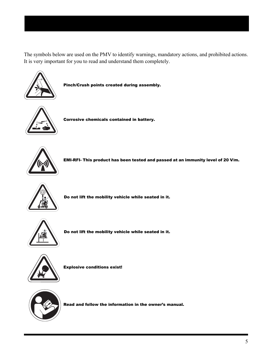 Ii. safety | Pride Mobility Wrangler User Manual | Page 5 / 44
