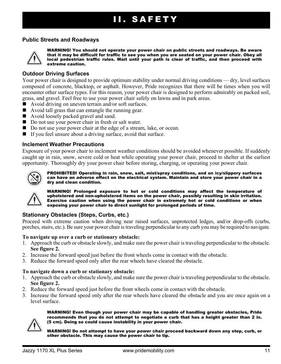 Ii. safety | Pride Mobility 1170XL Plus 2VHD User Manual | Page 11 / 40