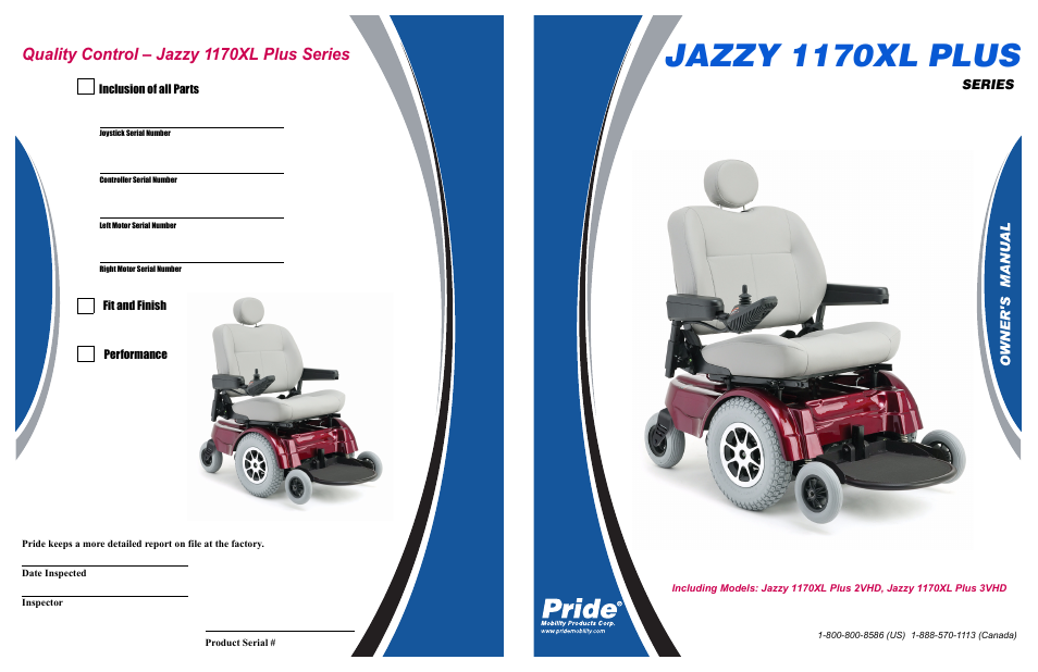 Jazzy 1170xl plus, Quality control – jazzy 1170xl plus series, Infmanu2180 | Pride Mobility 1170XL Plus 2VHD User Manual | Page 40 / 40