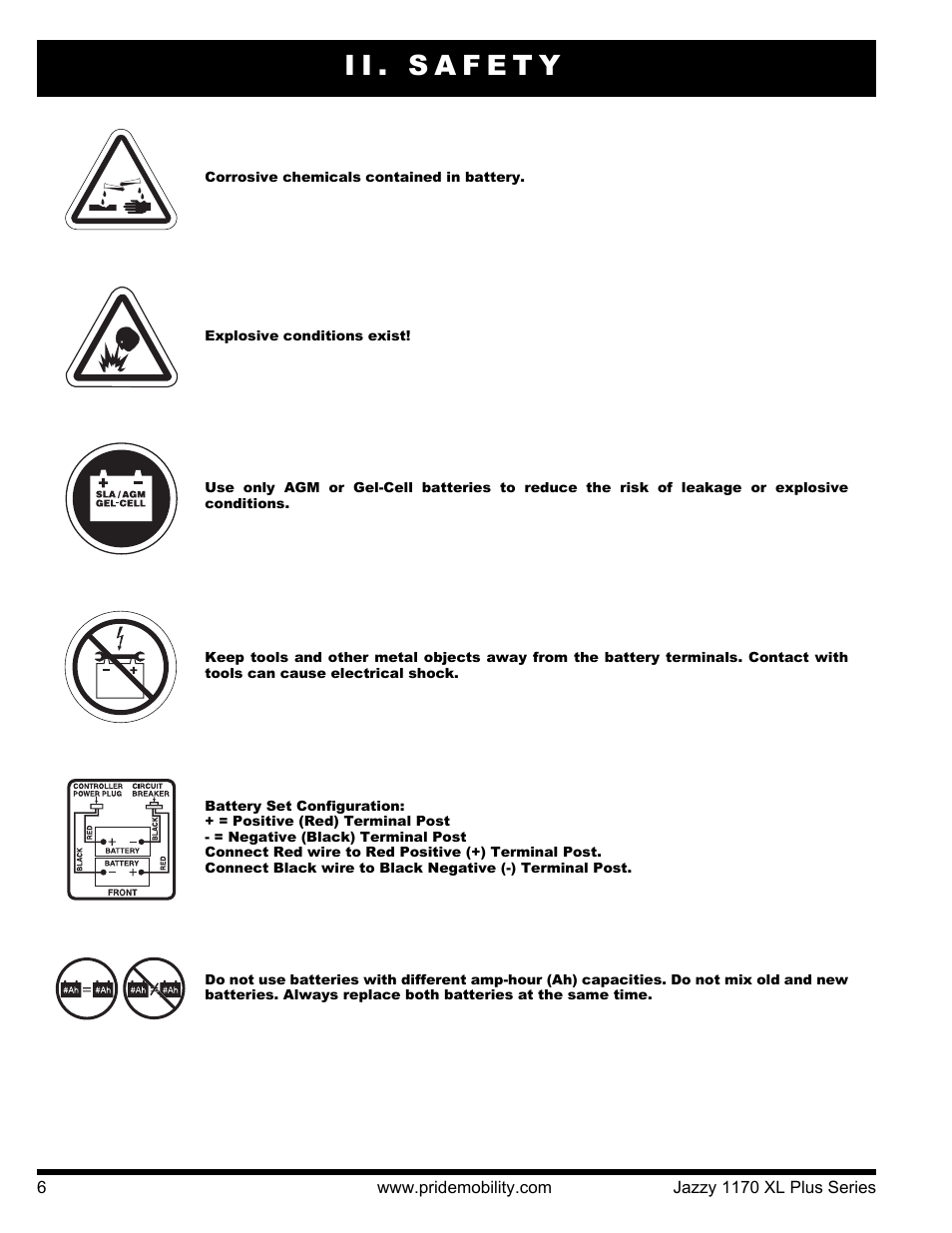 Ii. safety | Pride Mobility 1170XL Plus 2VHD User Manual | Page 6 / 40