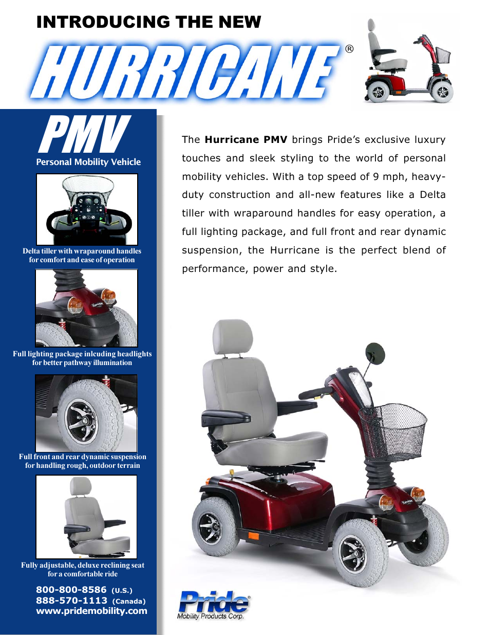 Pride Mobility Hurricane PMV PMV5001 User Manual | 2 pages
