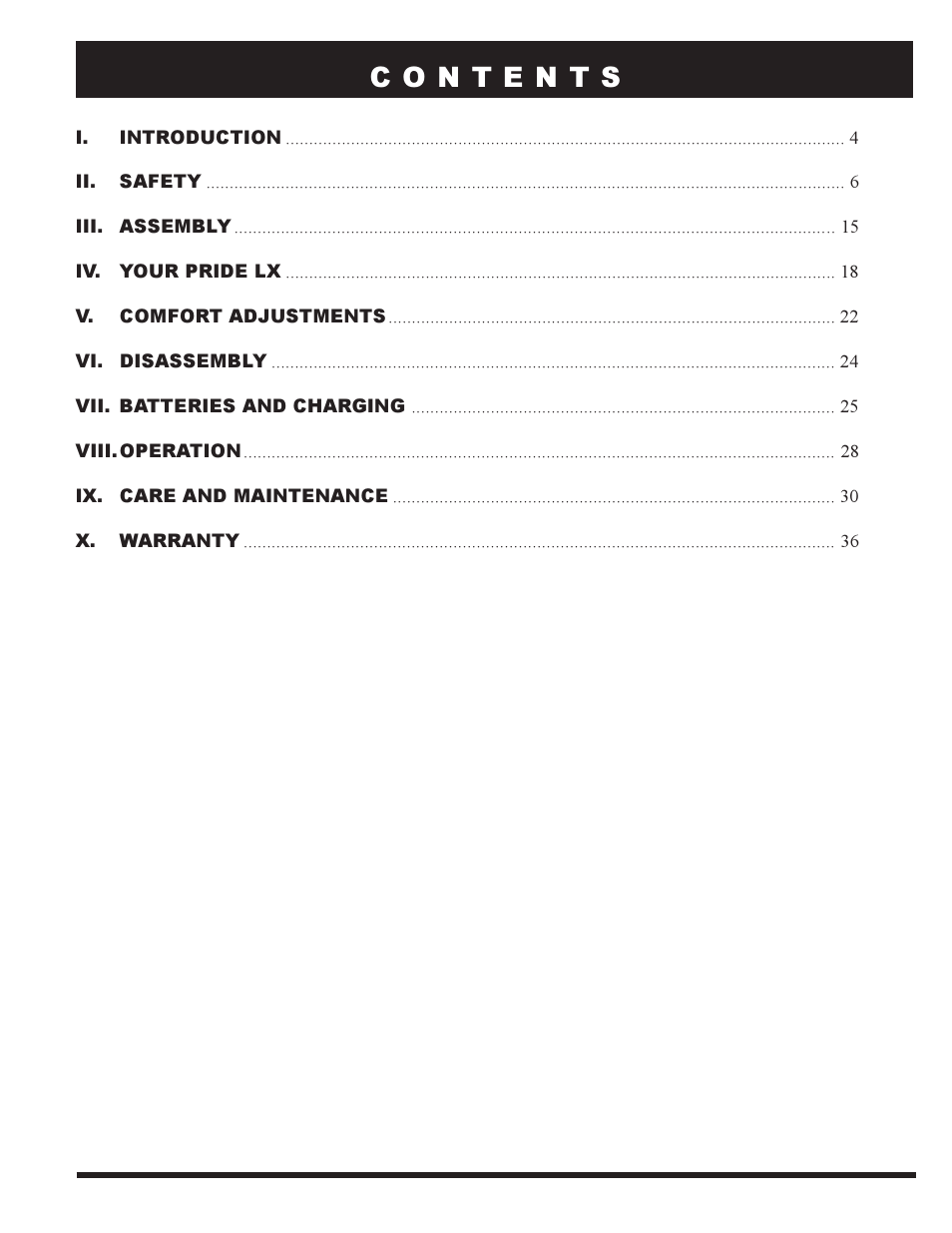 Pride Mobility PRIDE LX12 User Manual | Page 3 / 38