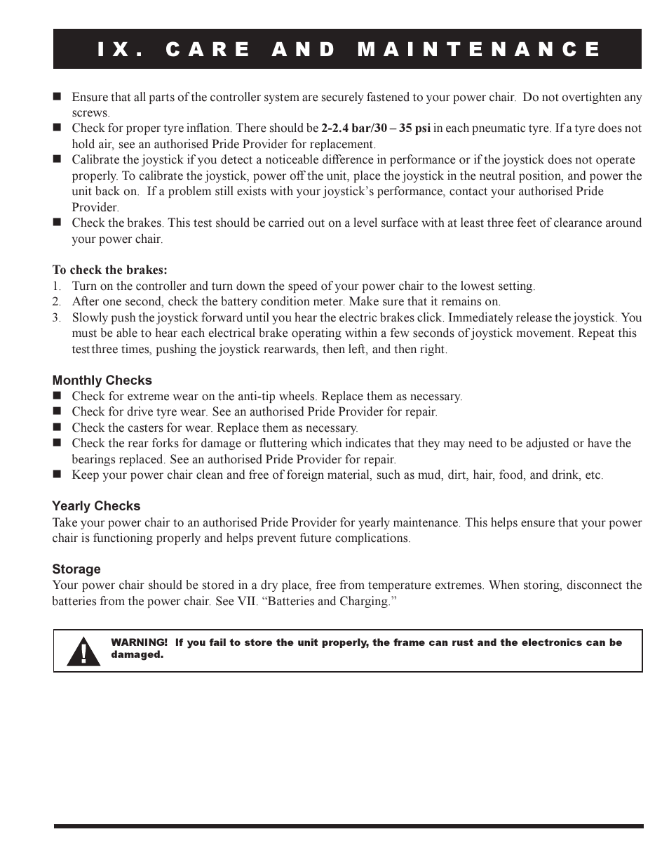 Pride Mobility PRIDE LX12 User Manual | Page 31 / 38