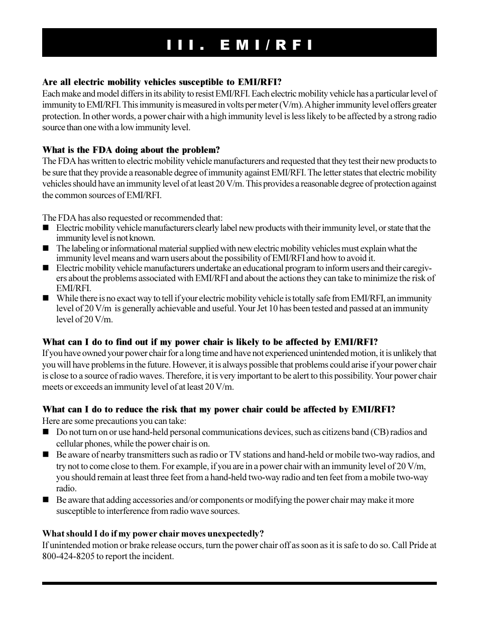 I i i . e m i / r f i | Pride Mobility Jet 10 User Manual | Page 15 / 43