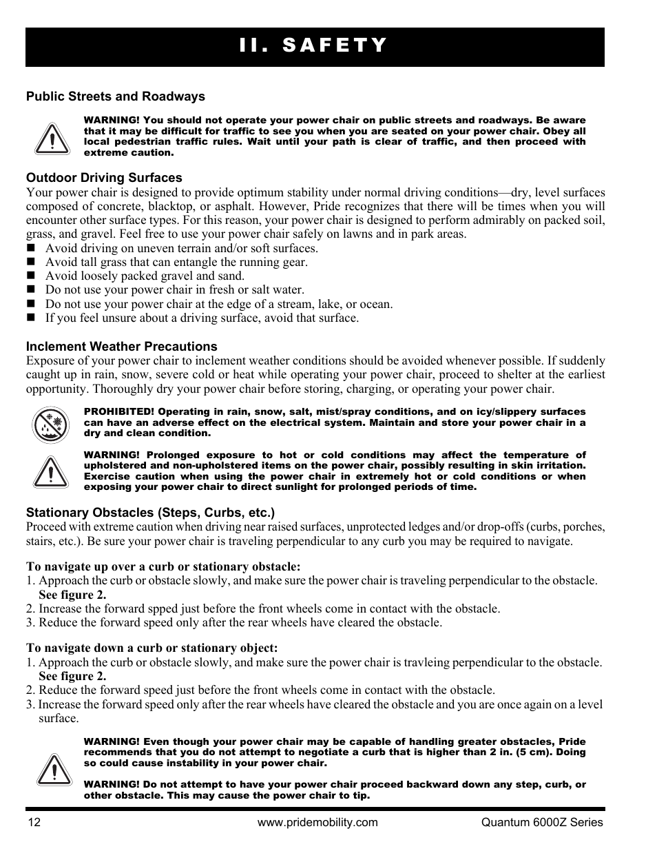 Ii. safety | Pride Mobility 6000Z 4S User Manual | Page 12 / 40