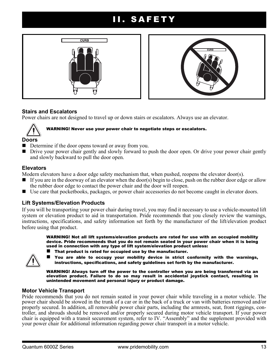 Ii. safety | Pride Mobility 6000Z 4S User Manual | Page 13 / 40
