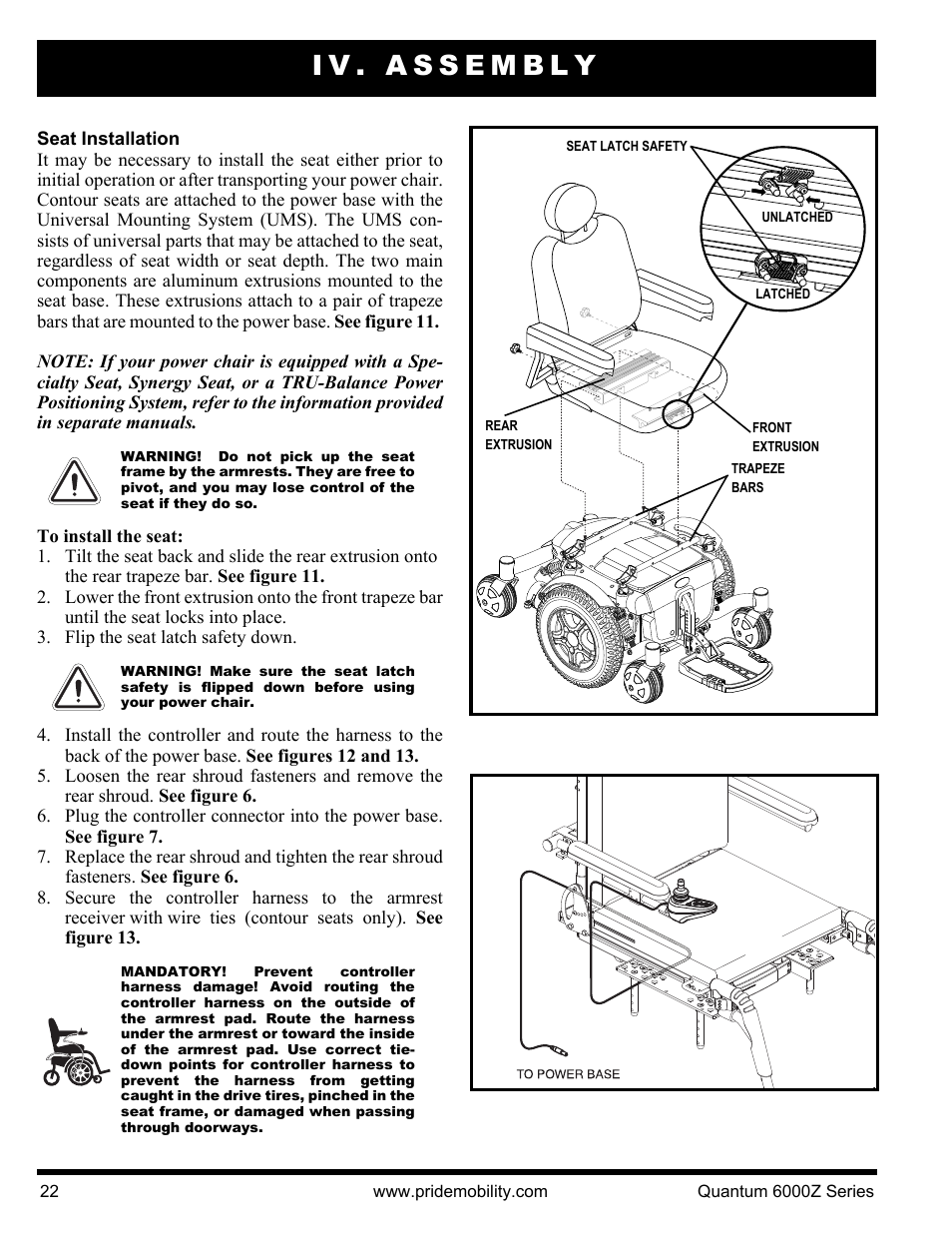 Iv. assembly | Pride Mobility 6000Z 4S User Manual | Page 22 / 40