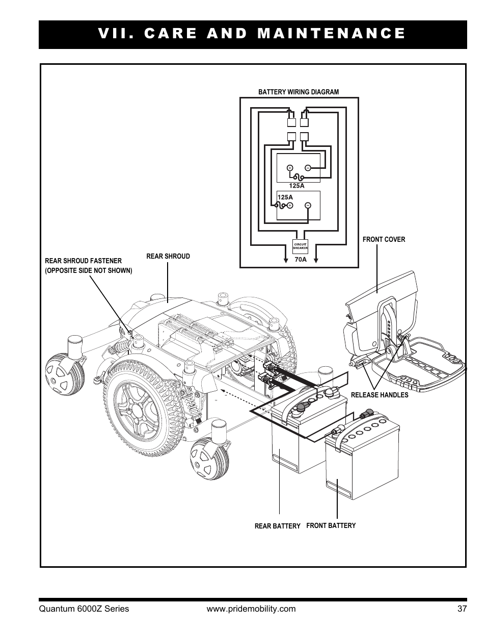 Vii. care and maintenance | Pride Mobility 6000Z 4S User Manual | Page 37 / 40