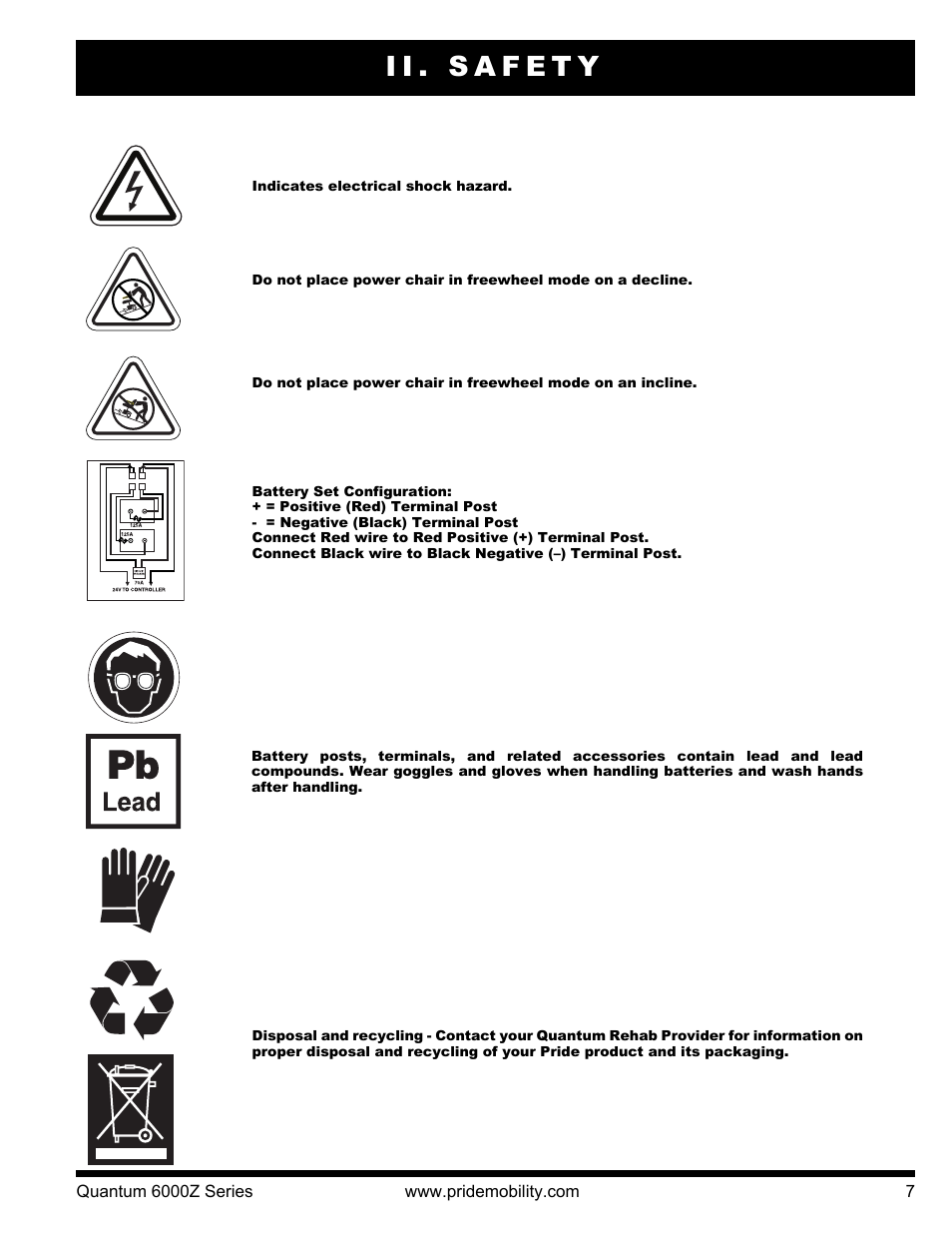 Ii. safety | Pride Mobility 6000Z 4S User Manual | Page 7 / 40
