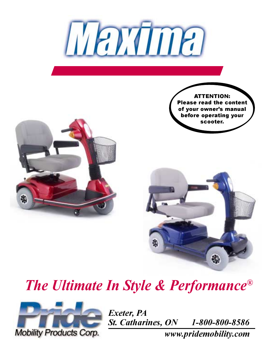 Pride Mobility Maxima Mobility Scooter User Manual | 41 pages