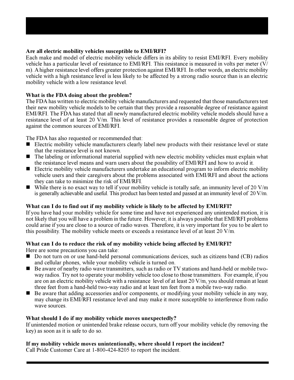 I i i . e m i / r f i | Pride Mobility Maxima Mobility Scooter User Manual | Page 15 / 41