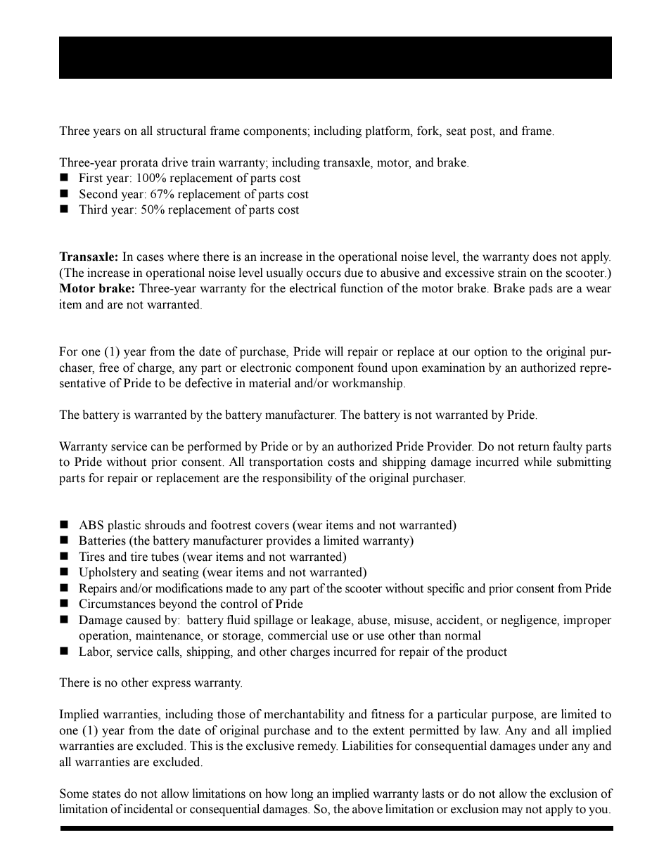 Pride Mobility Maxima Mobility Scooter User Manual | Page 39 / 41