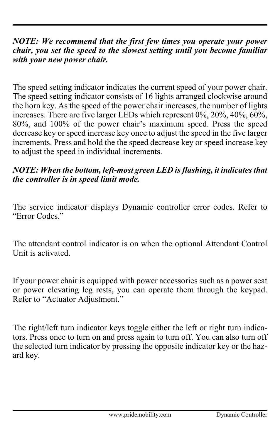 Pride Mobility Dynamic Controller INFMANU3676 User Manual | Page 15 / 20