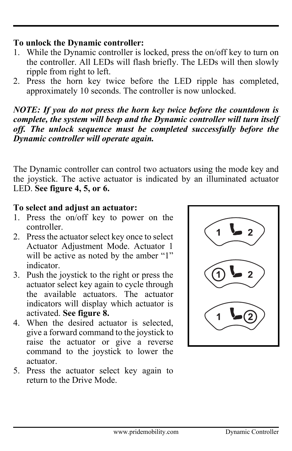 Actuator adjustment | Pride Mobility Dynamic Controller INFMANU3676 User Manual | Page 17 / 20