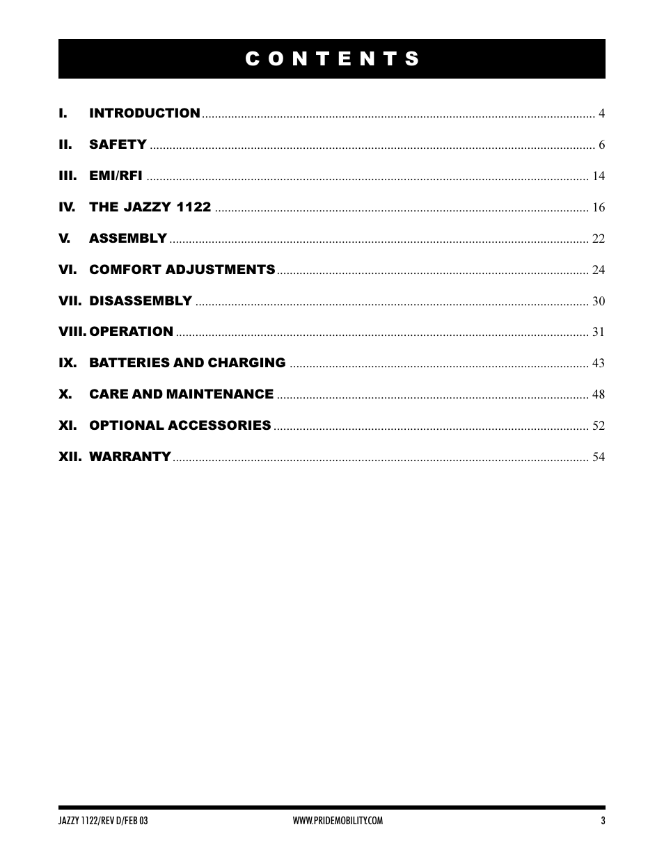Pride Mobility Jazzy 1122 User Manual | Page 3 / 56