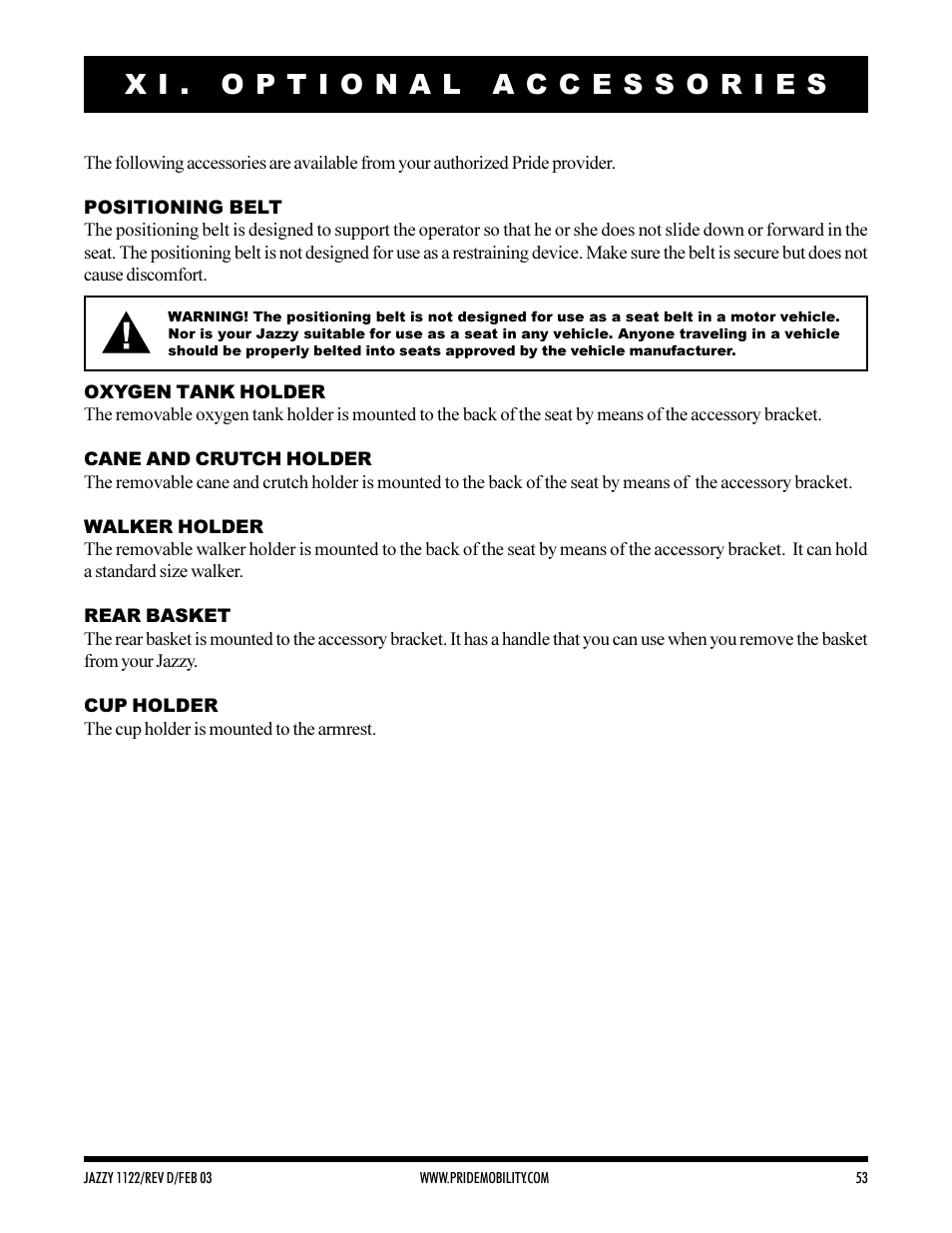 Pride Mobility Jazzy 1122 User Manual | Page 53 / 56