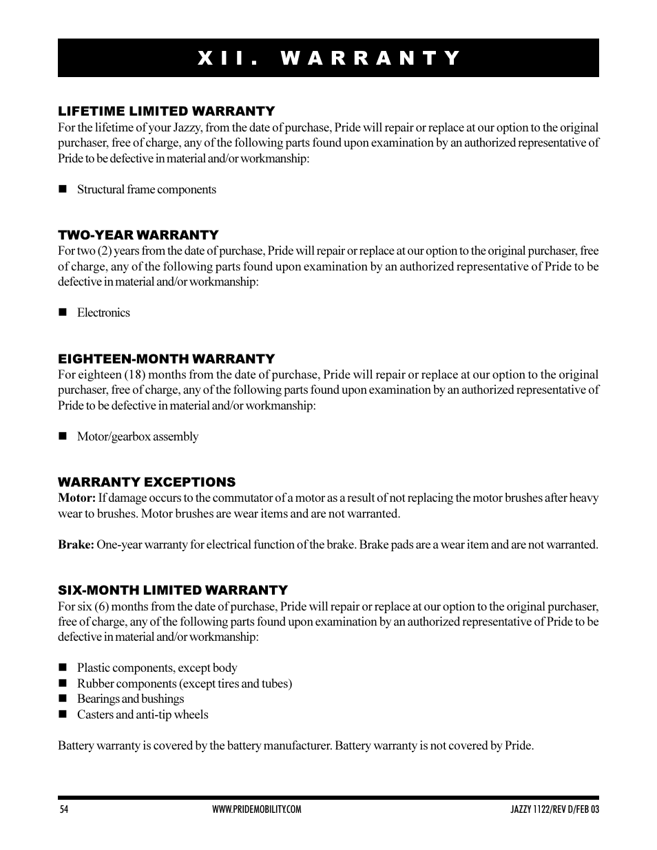 Pride Mobility Jazzy 1122 User Manual | Page 54 / 56