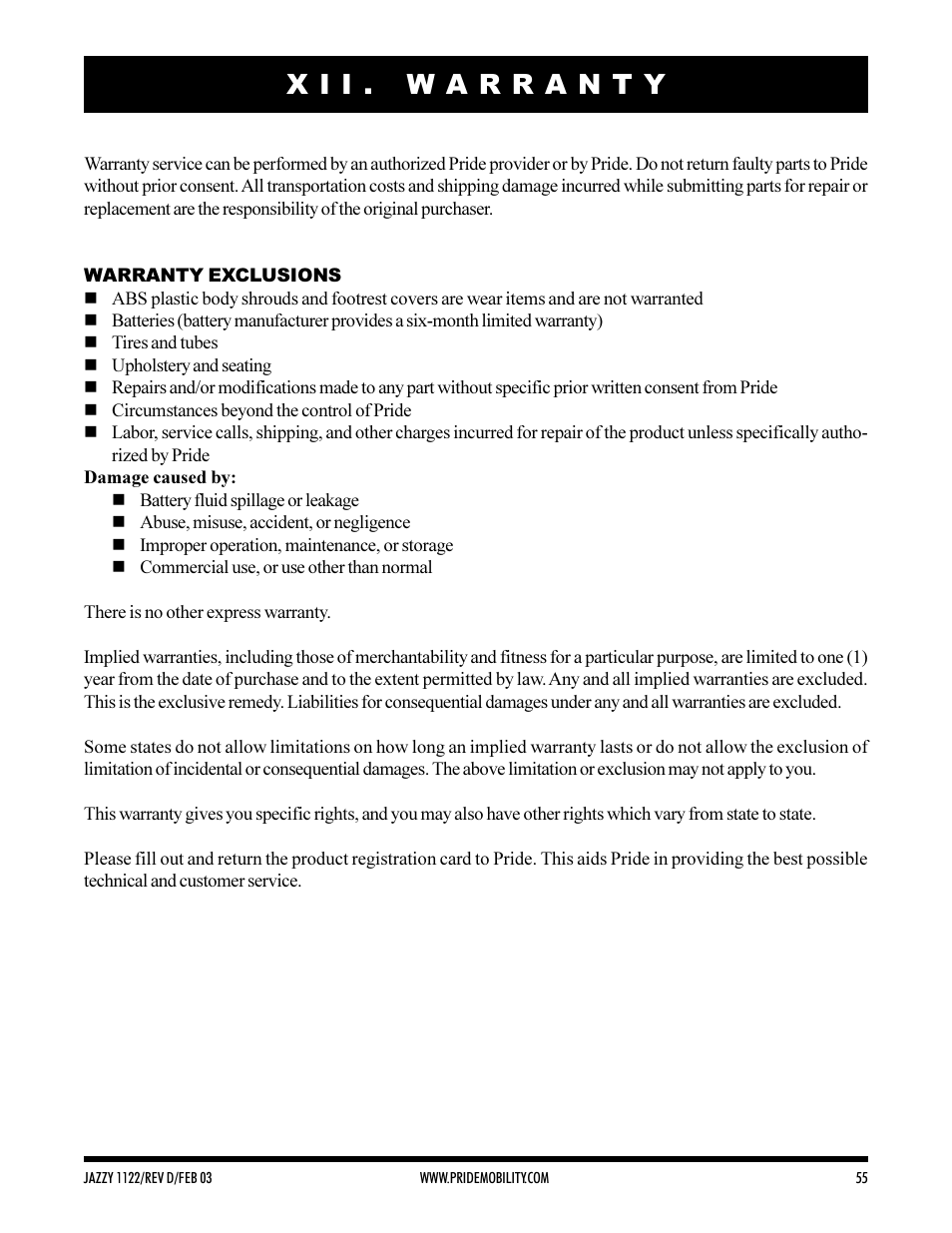 Pride Mobility Jazzy 1122 User Manual | Page 55 / 56