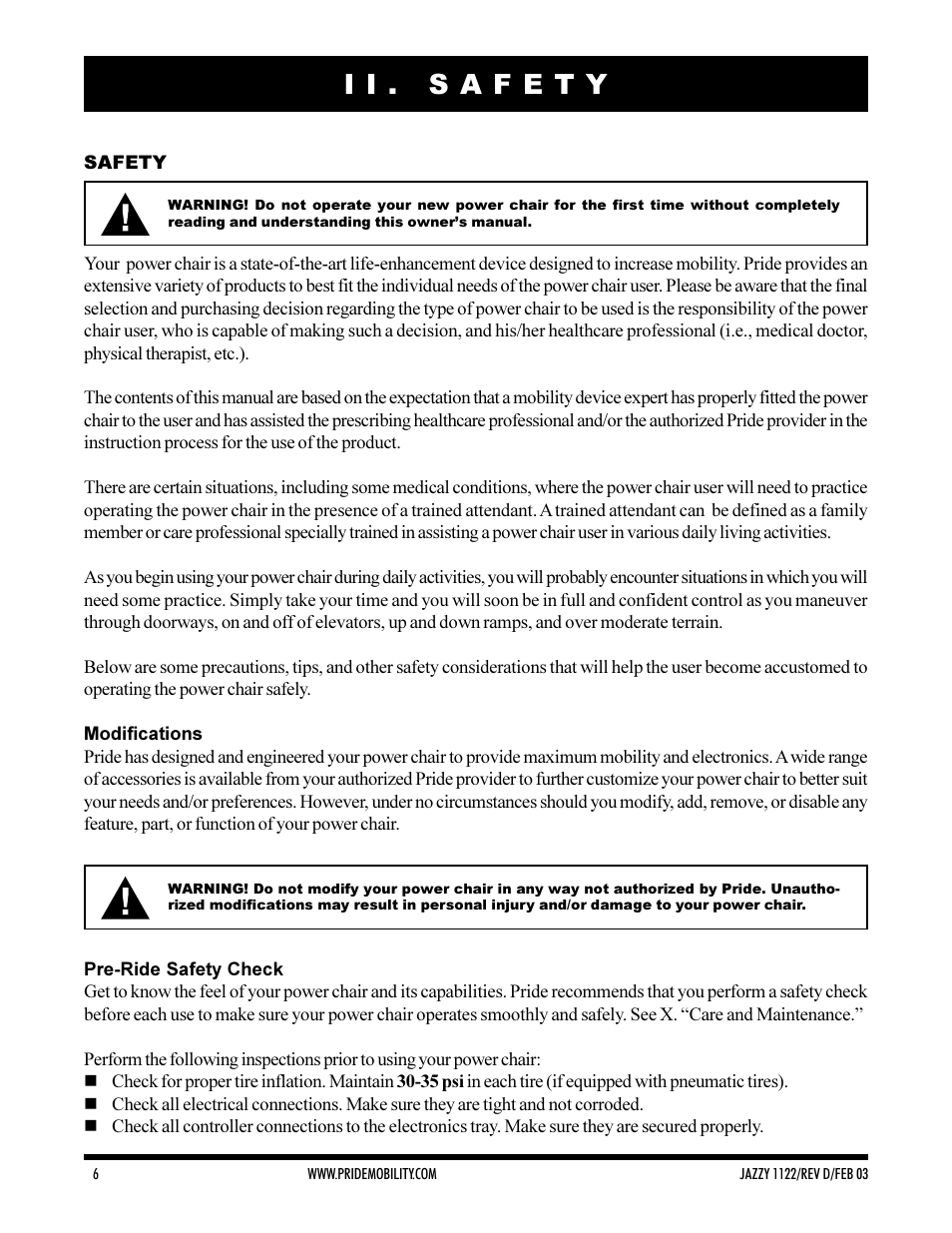 Pride Mobility Jazzy 1122 User Manual | Page 6 / 56