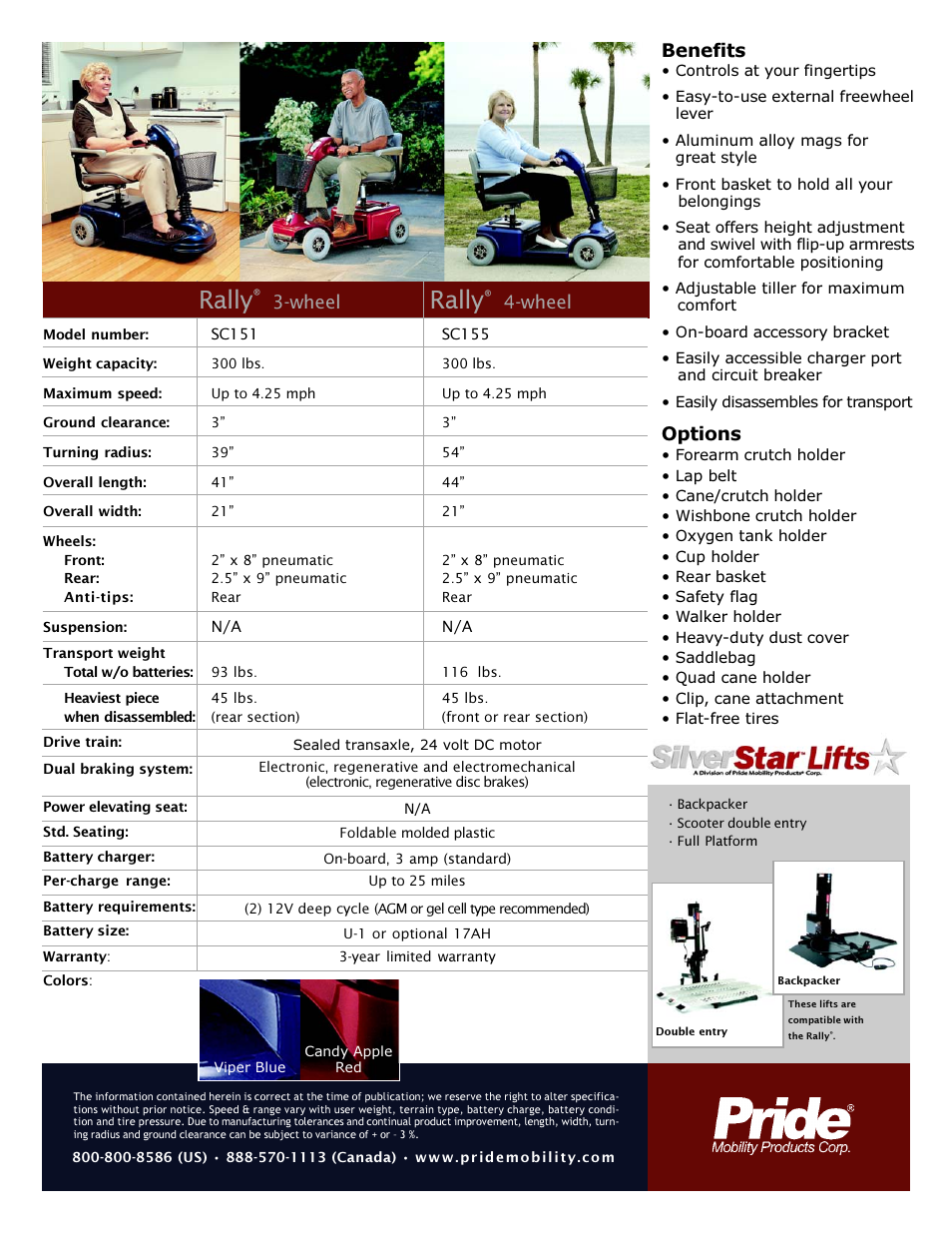 Pride Mobility SC151 User Manual | 2 pages