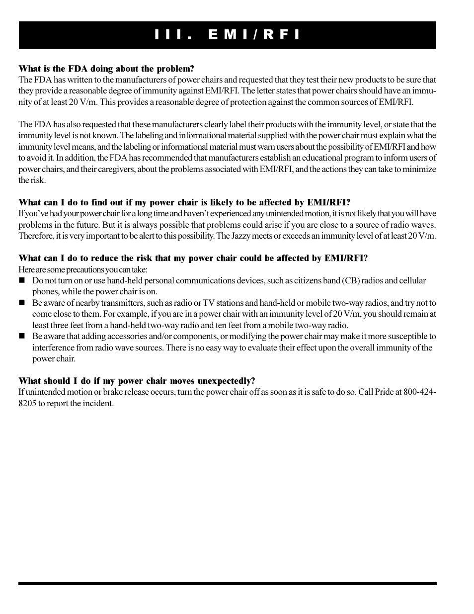 I i i . e m i / r f i | Pride Mobility JAZZY 1101 User Manual | Page 14 / 55