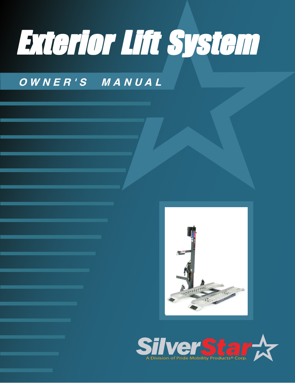 Pride Mobility SilverStar Exterior Lift System User Manual | 19 pages