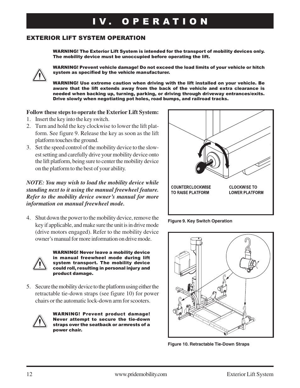 Pride Mobility SilverStar Exterior Lift System User Manual | Page 12 / 19