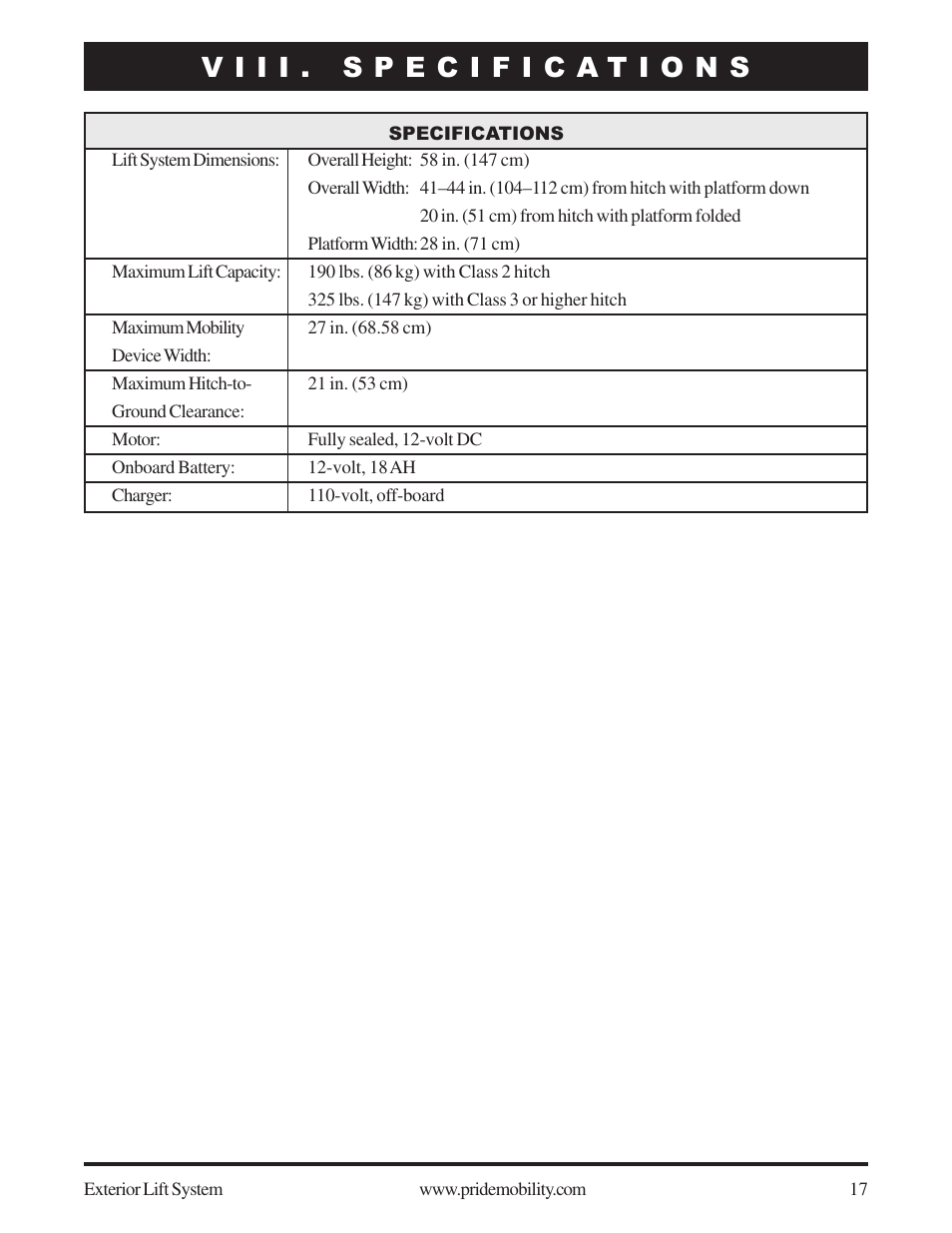 Pride Mobility SilverStar Exterior Lift System User Manual | Page 17 / 19